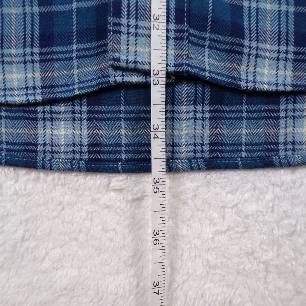LLBean Scotch Plaid Flannel Button Shirt Mens Large Blue Traditional Fit Size XL - Picture 3 of 10